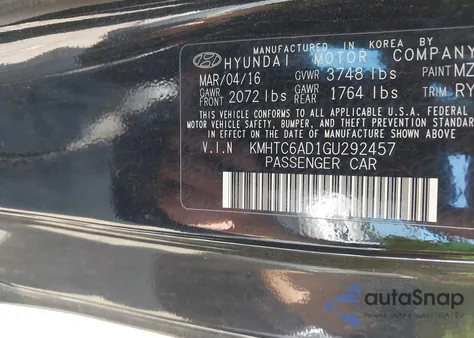 2016 Hyundai Veloster из США, поврежденный, VIN KMHTC6AD1GU292457